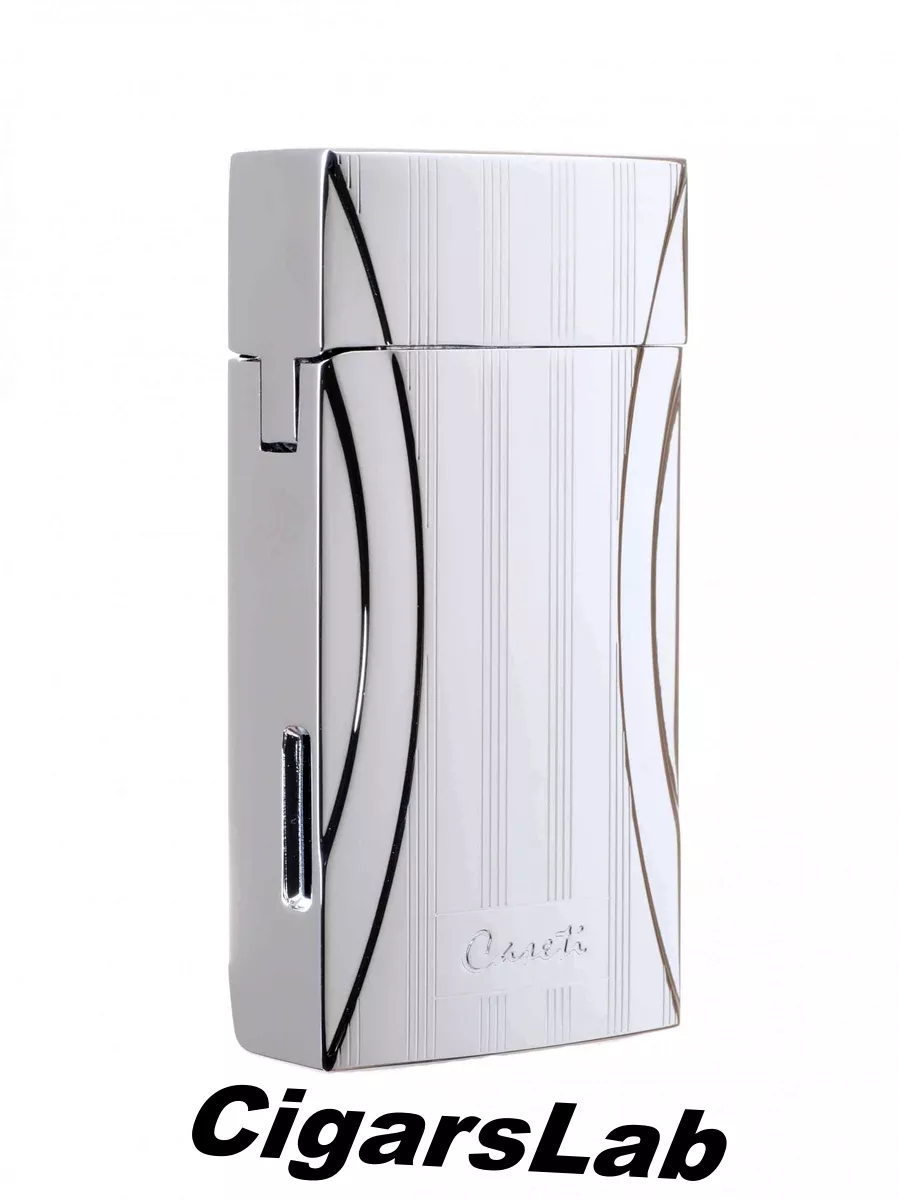 Зажигалка Caseti сигарная турбо, серебристая, с гильотиной