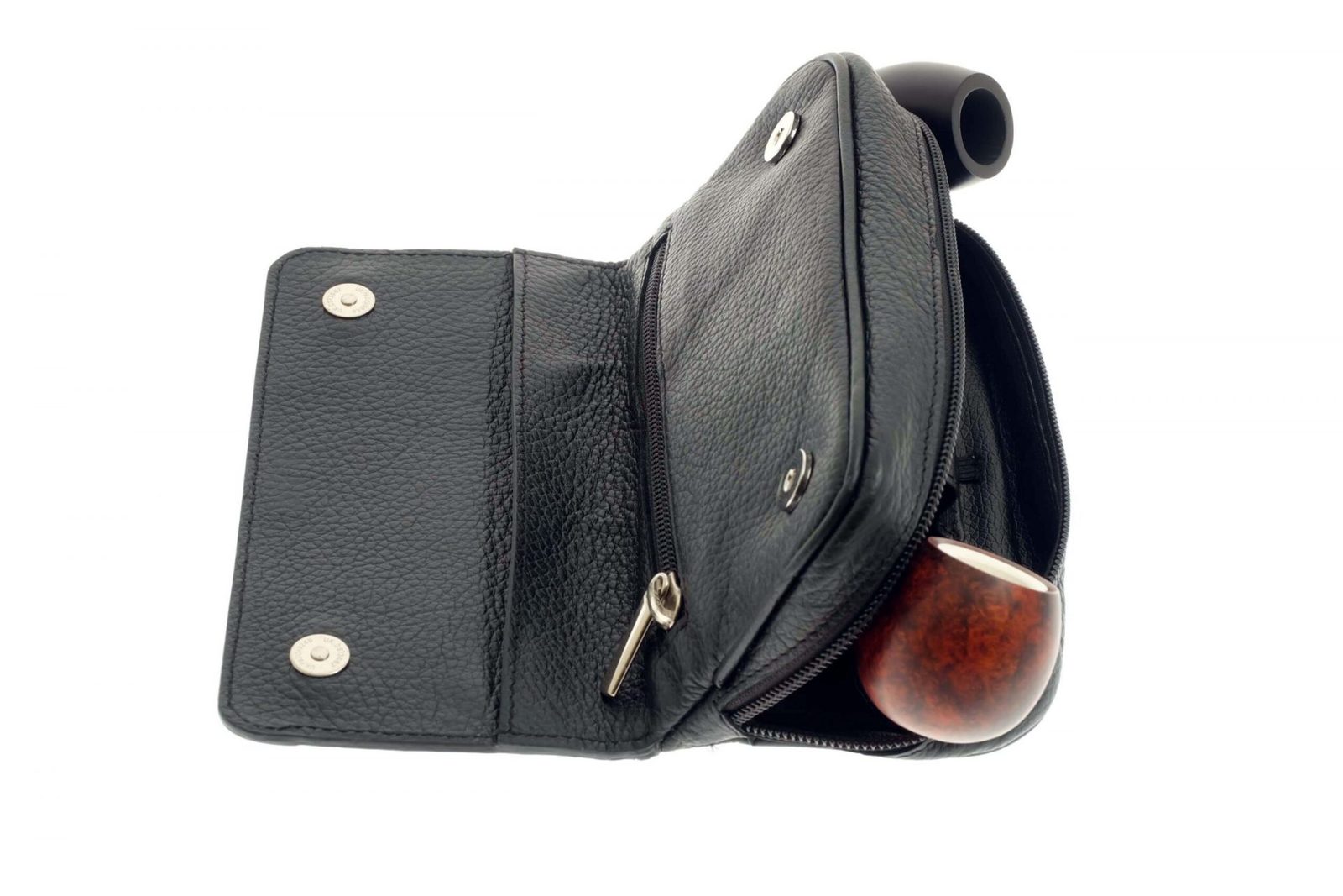 Сумка P&A для 2 трубок и табака натуральная кожа подарочная упаковка 417ME-Black preview