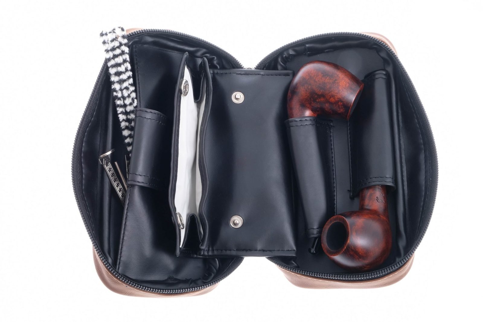 Сумка P&A для 2 трубок и табака экокожа коричневая P002 preview