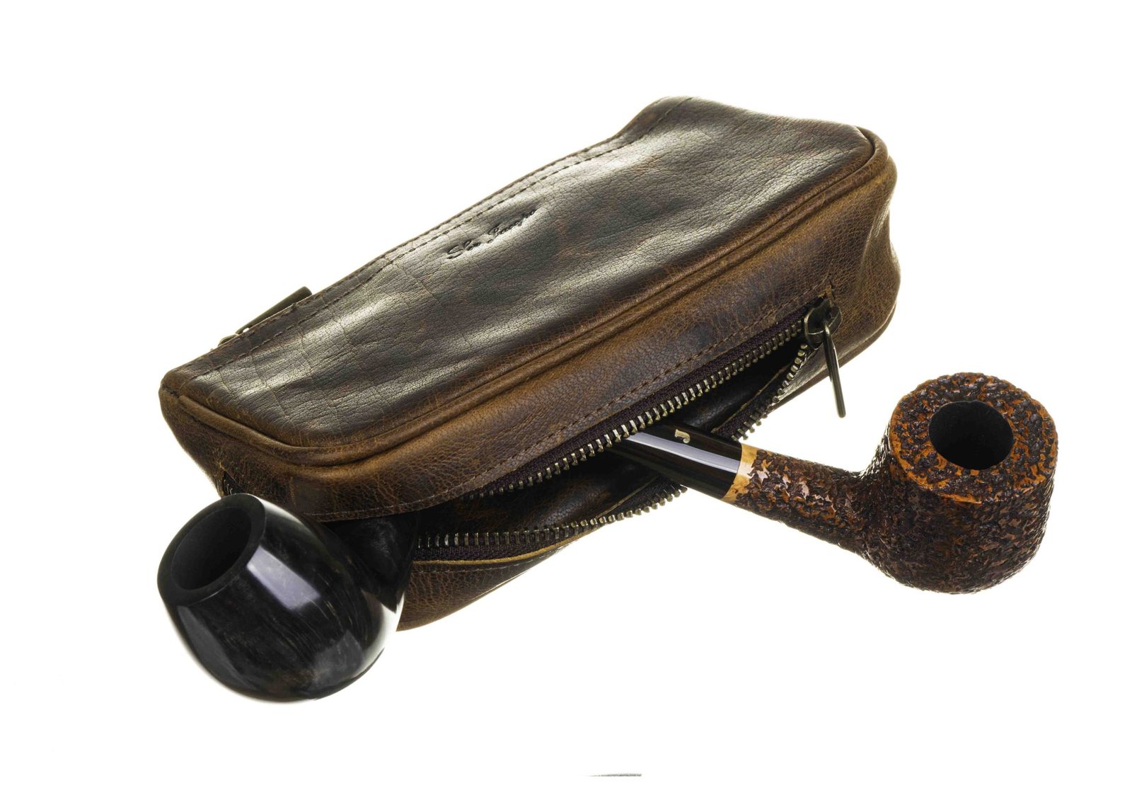 Сумка Ser Jacopo для 2 трубок и табака натуральная кожа подарочная упаковка B06-Brown preview