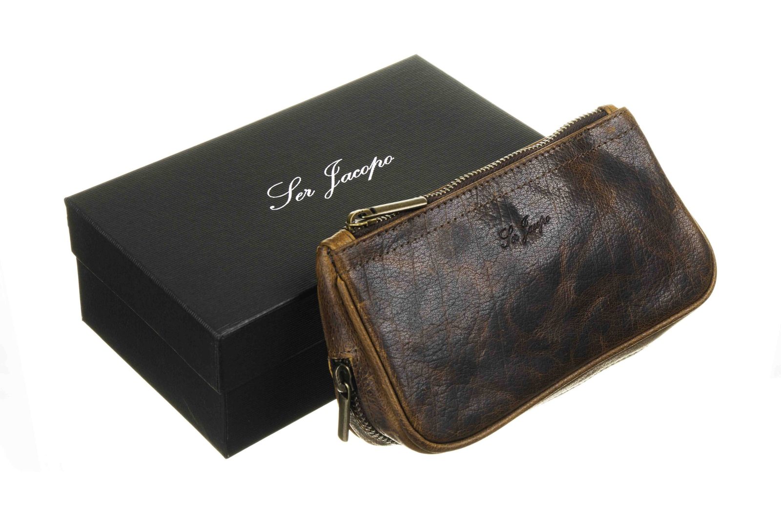 Сумка Ser Jacopo для 2 трубок и табака натуральная кожа подарочная упаковка B06-Brown preview