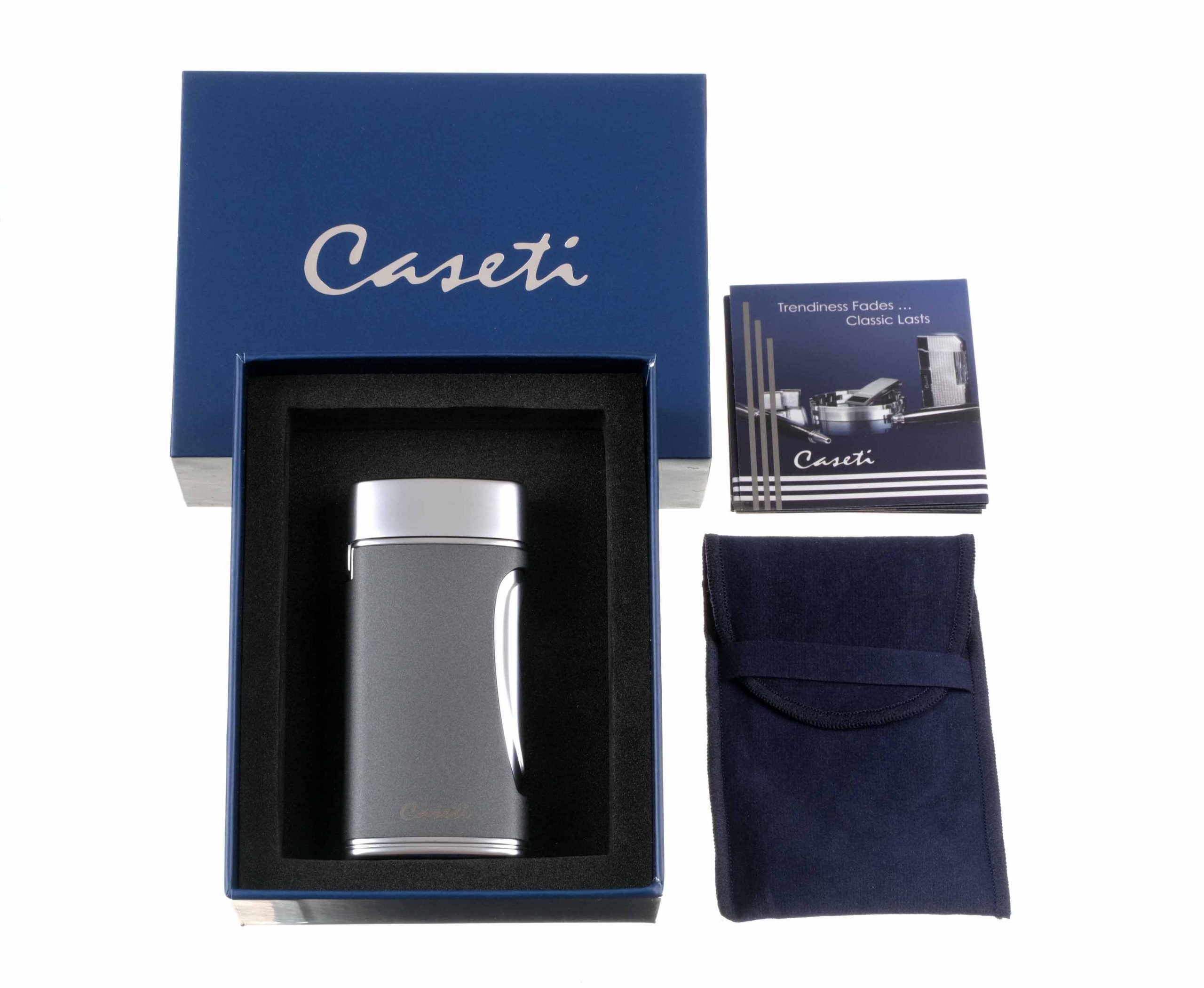 Зажигалка Caseti сигарная турбо (двойное пламя), серая preview