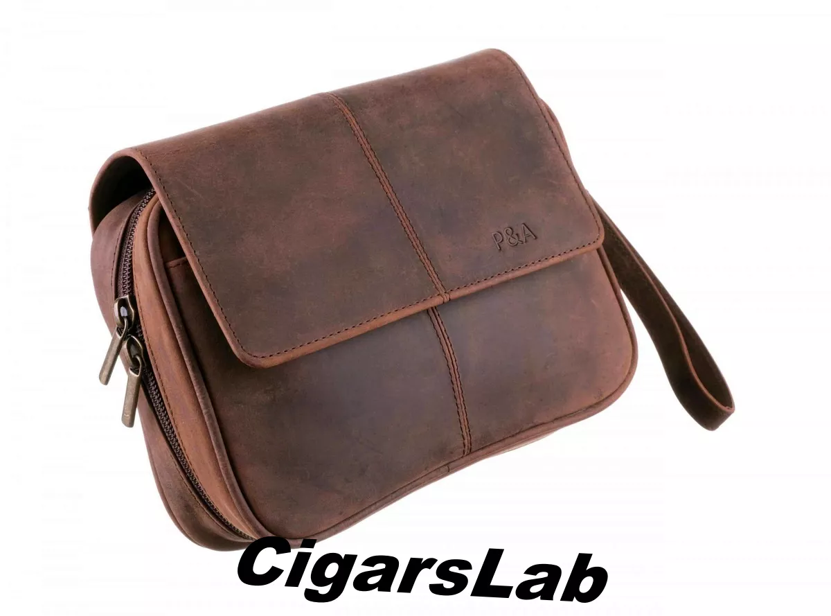 Сумка P&A для 4 трубок и табака натуральная буйволиная кожа подарочная упаковка 418-Buffalo