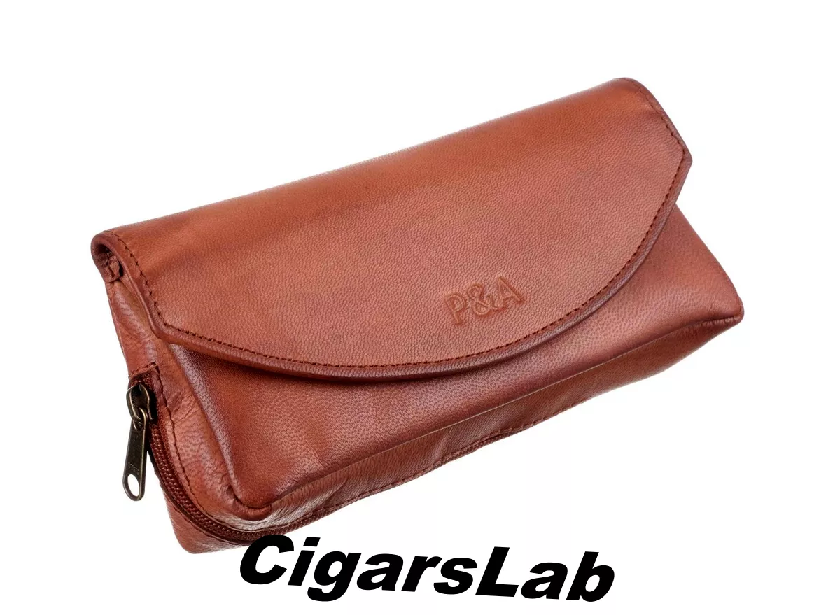 Сумка P&A для трубки и табака натуральная кожа P315-Cognac