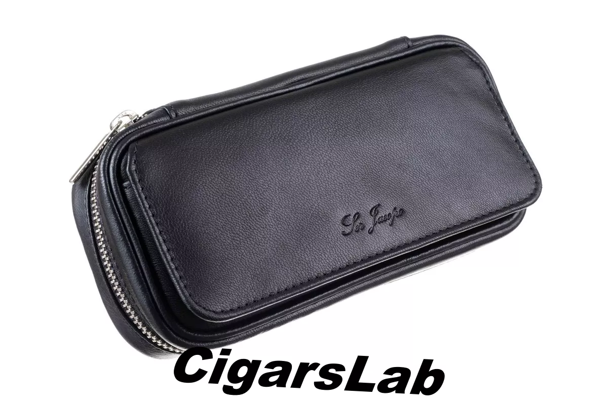 Сумка Ser Jacopo для 2 трубок и табака, натуральная кожа Наппа, подарочная упаковка B030-Black